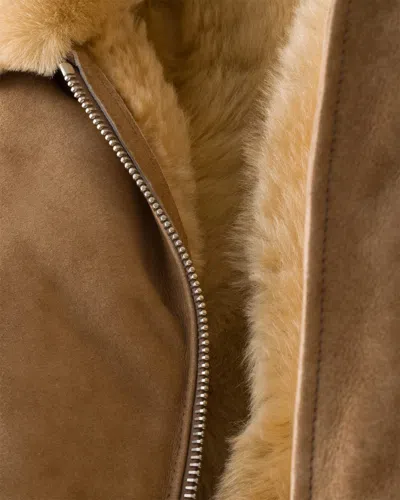 Prada Suede And Shearling Bomber Jacket In Orange