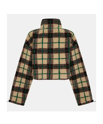 Miu Miu Checked Teddy Bear Jacket In Multi