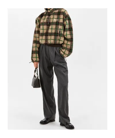Miu Miu Checked Teddy Bear Jacket In Multi