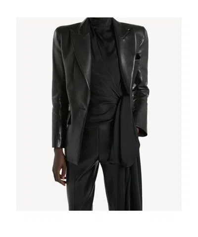 Balmain Structured-shoulder Lambskin Jacket In Black