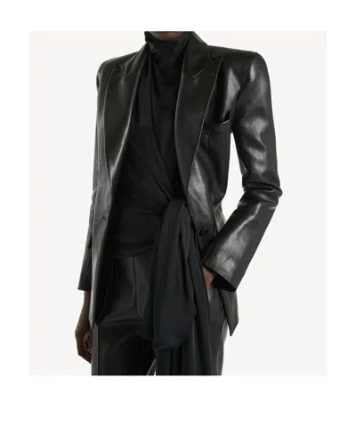 Balmain Structured-shoulder Lambskin Jacket In Black
