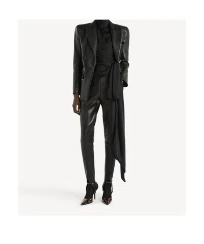 Balmain Structured-shoulder Lambskin Jacket In Black