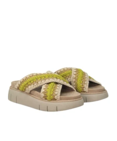 Mou Bounce Platform Sandals In Green