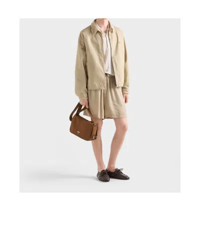 Prada Nubuck Leather Shoulder Bag In Brown