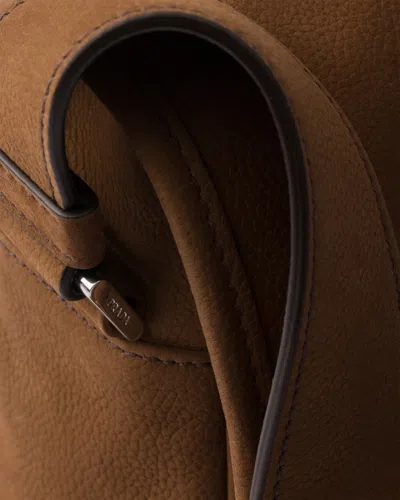 Prada Nubuck Leather Shoulder Bag In Brown
