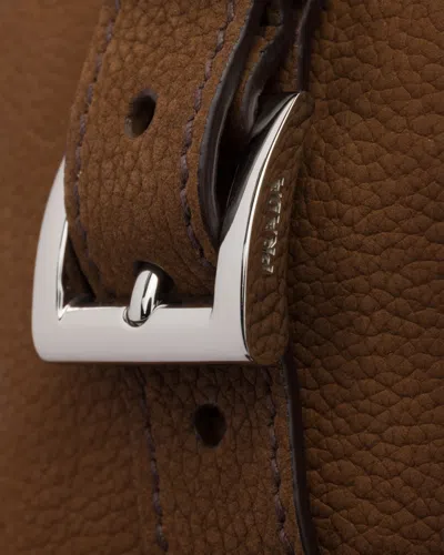 Prada Nubuck Leather Shoulder Bag In Brown