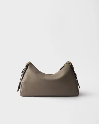 Prada Aimee Large Leather Shoulder Bag In Neutral