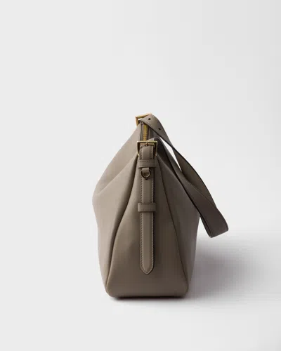 Prada Aimee Large Leather Shoulder Bag In Neutral