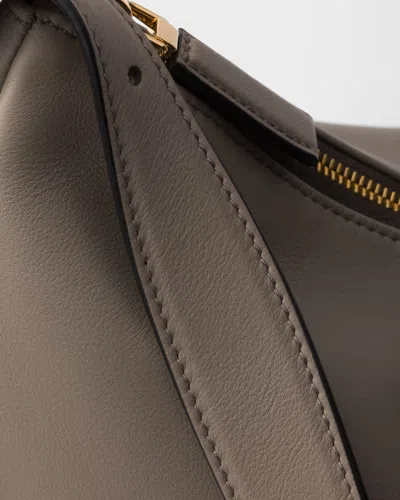 Prada Aimee Large Leather Shoulder Bag In Neutral