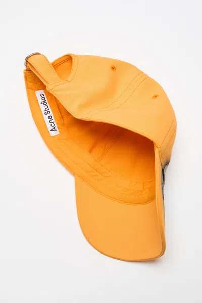 Acne Studios Sprayed Graphic Cap In Orange