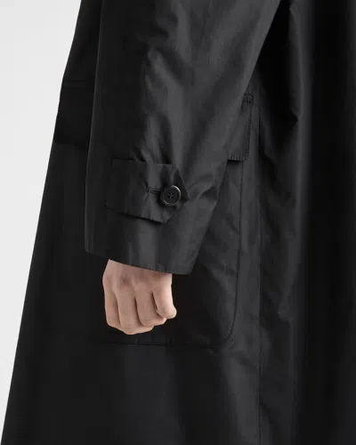 Prada Single-breasted Technical Taffeta Coat In Black