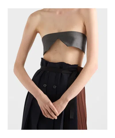 Prada Wool Top In Gray