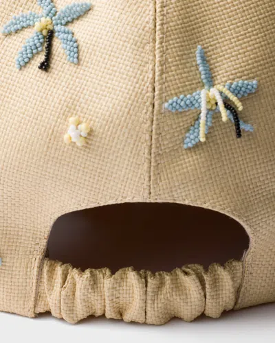 Prada Embroidered Cap In Neutral
