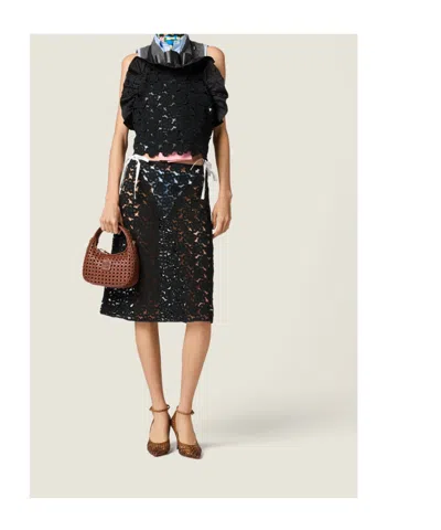 Miu Miu Macramé Pinafore Top In Black