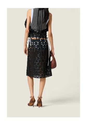 Miu Miu Macramé Pinafore Top In Black