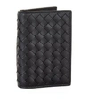 Bottega Veneta Intrecciato Leather Passport Holder In Black