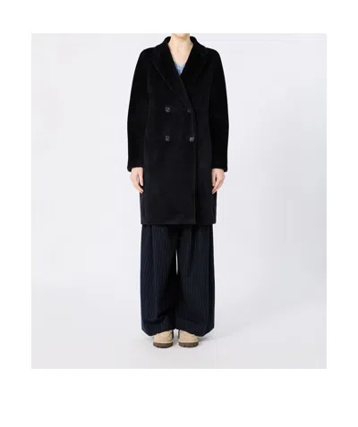 Max Mara Collared Coat In Blue