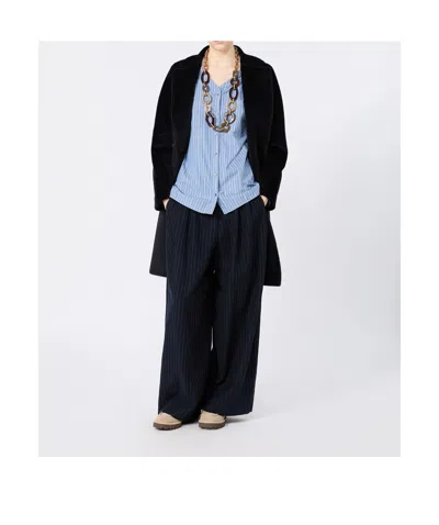 Max Mara Collared Coat In Blue