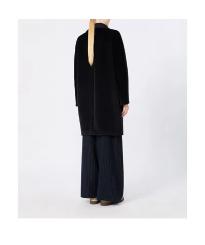 Max Mara Collared Coat In Blue