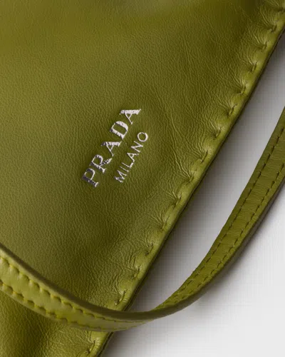 Prada Drawstring Clutch In Green