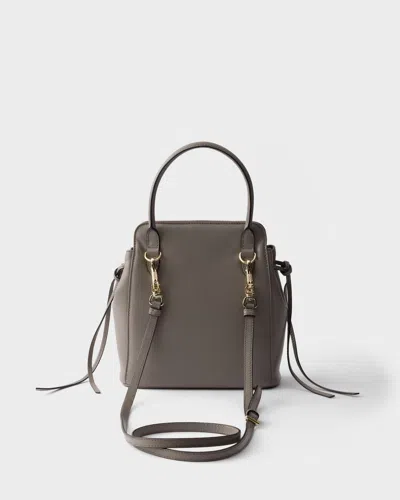 Prada Carry Mini Leather Handbag In Gray