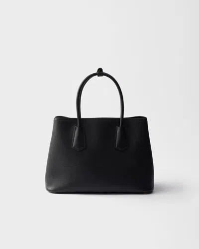 Prada Double Medium Saffiano Leather Bag In Black