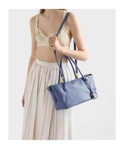 Prada Ouvert Large Leather Tote Bag In Blue