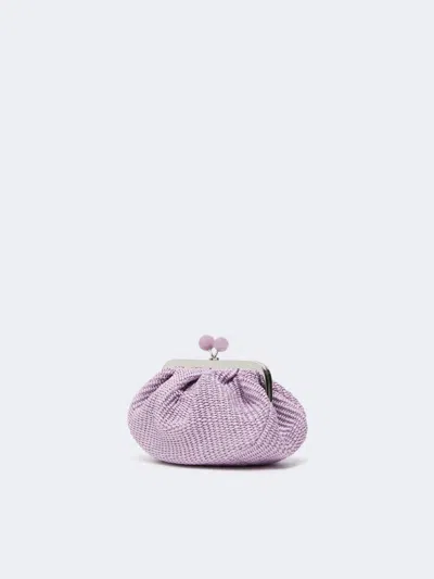 Weekend Max Mara Small Raffia Textured Shoulder Bag In Purple