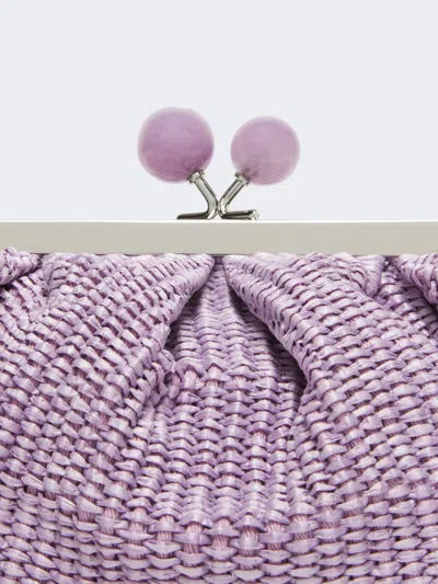 Weekend Max Mara Small Raffia Textured Shoulder Bag In Purple