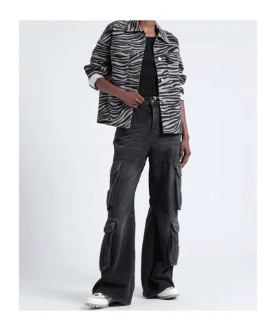 Maxco. Zebra Print Denim Jacket In Black