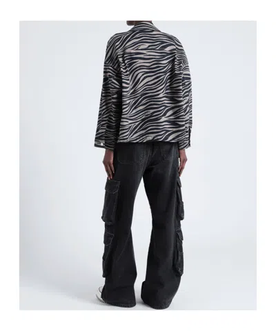 Maxco. Zebra Print Denim Jacket In Black