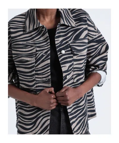 Maxco. Zebra Print Denim Jacket In Black
