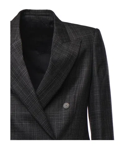 Dondup Check-pattern Double-breasted Blazer In Black