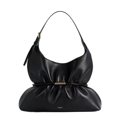 Balmain Sphynx Medium Bag In Smooth Leather In Black