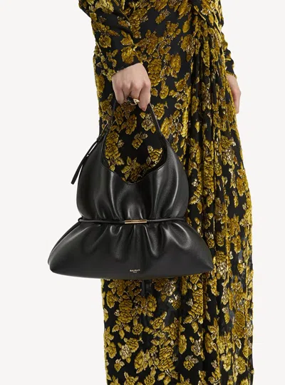 Balmain Sphynx Medium Bag In Smooth Leather In Black