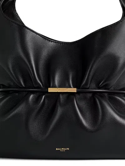 Balmain Sphynx Medium Bag In Smooth Leather In Black