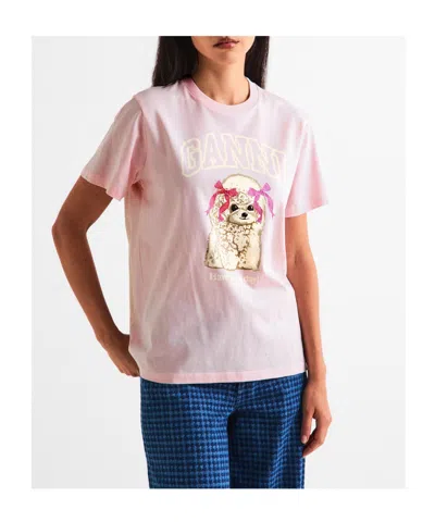 Ganni Basic Jersey T-shirt In Animal Print