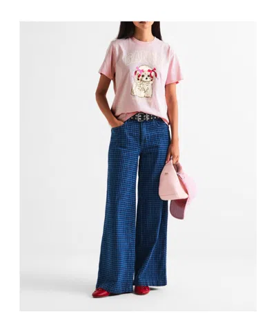 Ganni Basic Jersey T-shirt In Animal Print