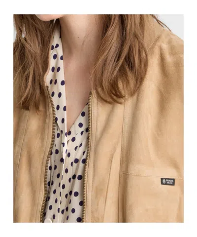 Prada Suede Jacket In Brown