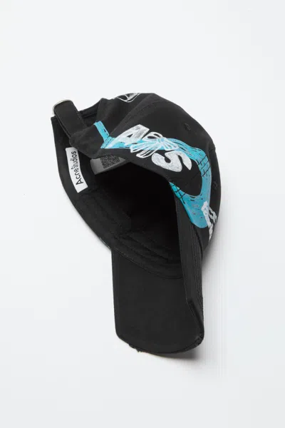 Acne Studios Distressed Logo Cap In Black