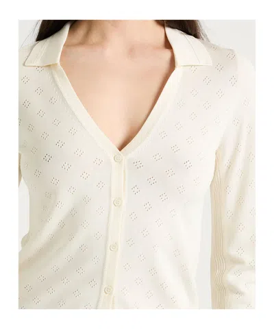 Maxco. Button Front Cardigan In White