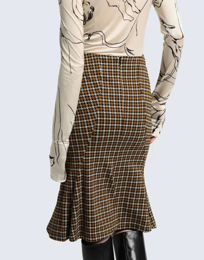 Marni Houndstooth Flared Skirt In Multi