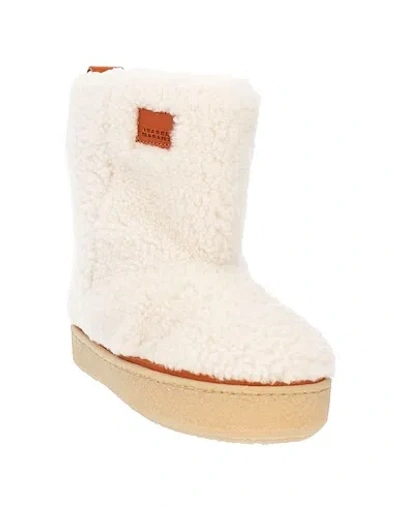 Isabel Marant Plush Flat Ankle Boots In White