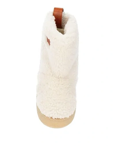 Isabel Marant Plush Flat Ankle Boots In White