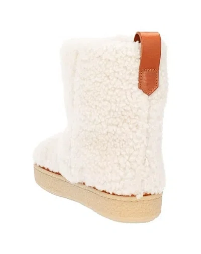 Isabel Marant Plush Flat Ankle Boots In White