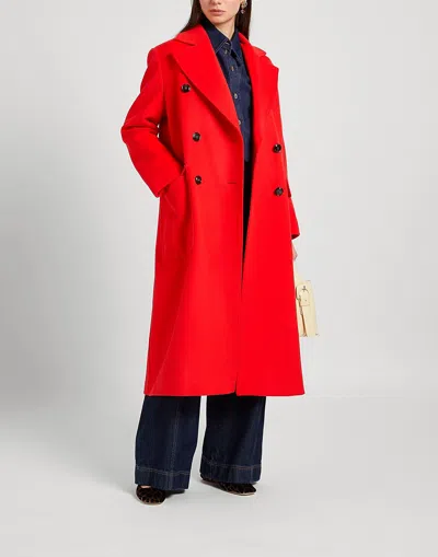 Maxco. Collared Coat In Red