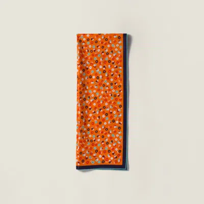 Miu Miu Printed Poplin Scarf In Orange