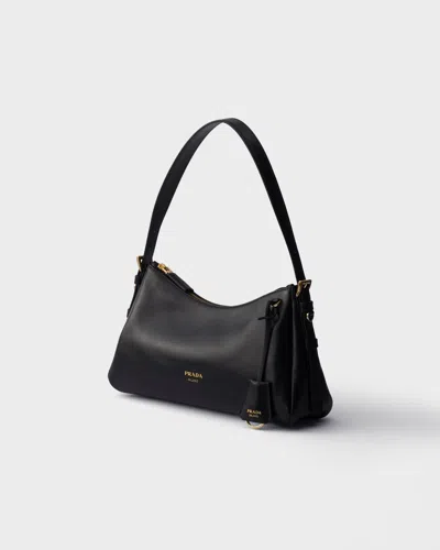 Prada Aimee Medium Leather Shoulder Bag In Black