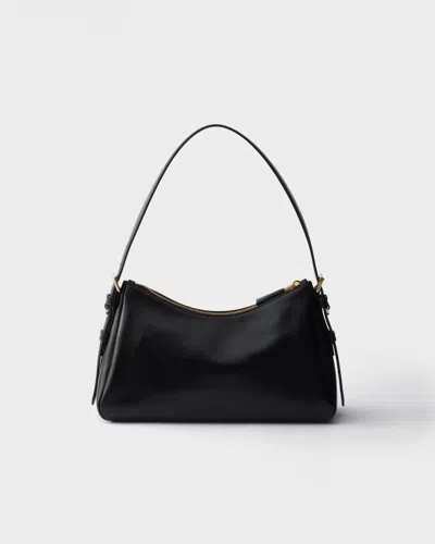 Prada Aimee Medium Leather Shoulder Bag In Black