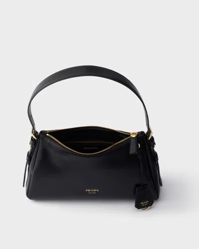 Prada Aimee Medium Leather Shoulder Bag In Black